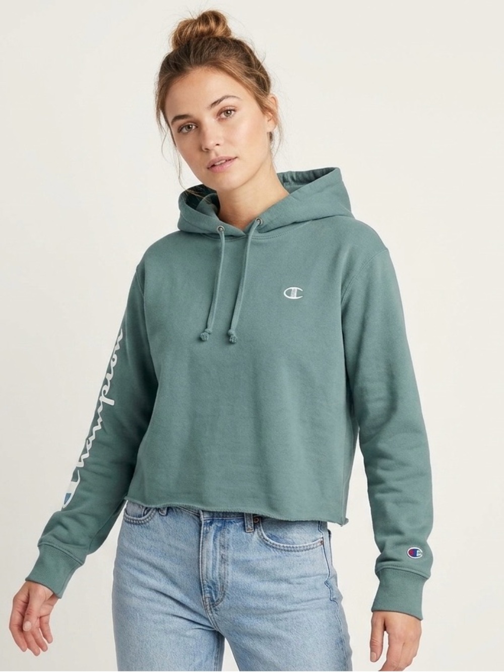 Reverse Weave Cropped Cut-Off Hoodie